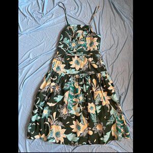 Unsubscribed Quilted Floral Pinafore Midi Dress Size 4 NWT